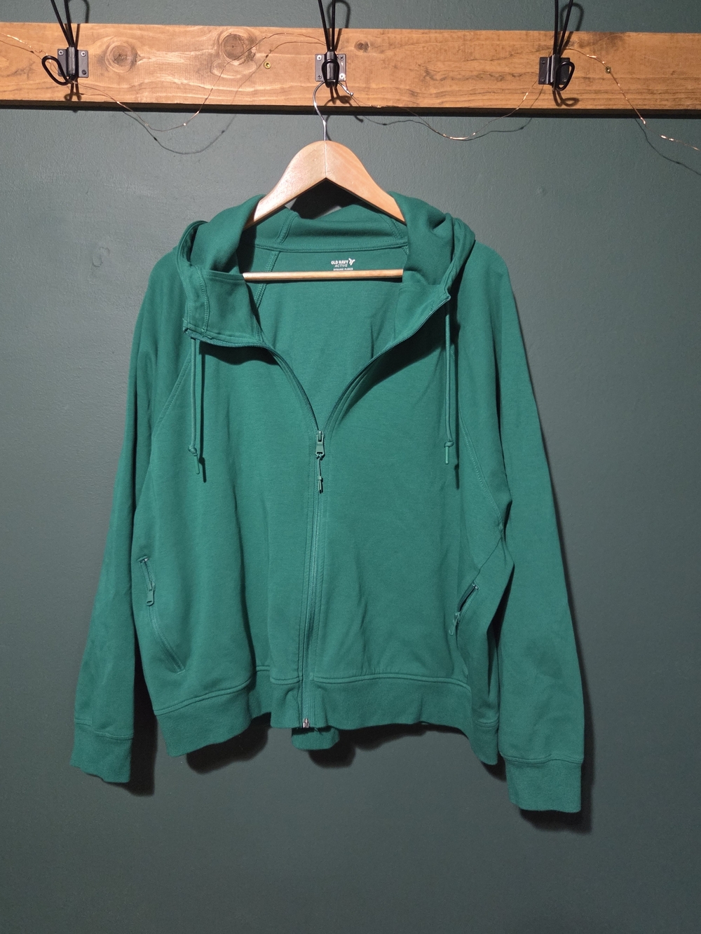 Old Navy Active Dynamic Fleece Full Zip Hoodie Green Zipper Pockets Plus 3x